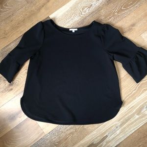 Black Peplum Sleeve Blouse